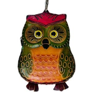 Small Handmade Leather Owl Coin Purse / Wristlet